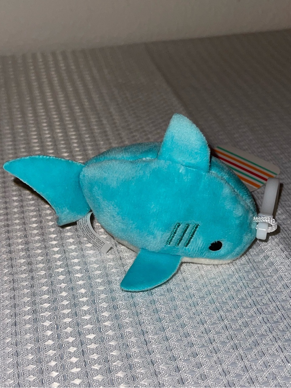 Mini Turquoise Plush Shark Toy - NWT - carabiner